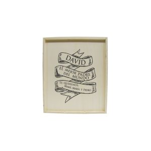 Caja de Madera para 3 Botellas de Vino para Día del Padre Banda Triple