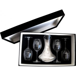 Decantador + 4 Copas de Vino con 1 Escudo Heráldico