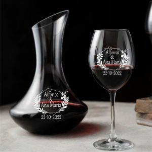 Decantador + 4 Copas de Vino Bodas