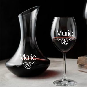 Decantador + 4 Copas de Vino Nombre